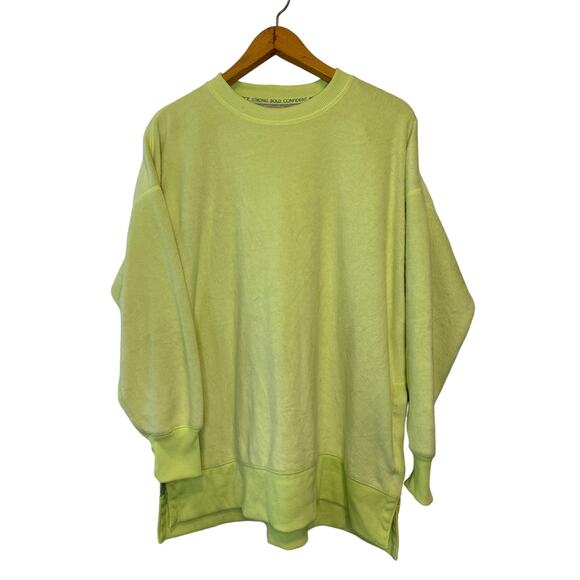 Aerie Neon Green Super Soft Fleece Pullover with Split Waist Seams Size Small - Picture 1 of 8